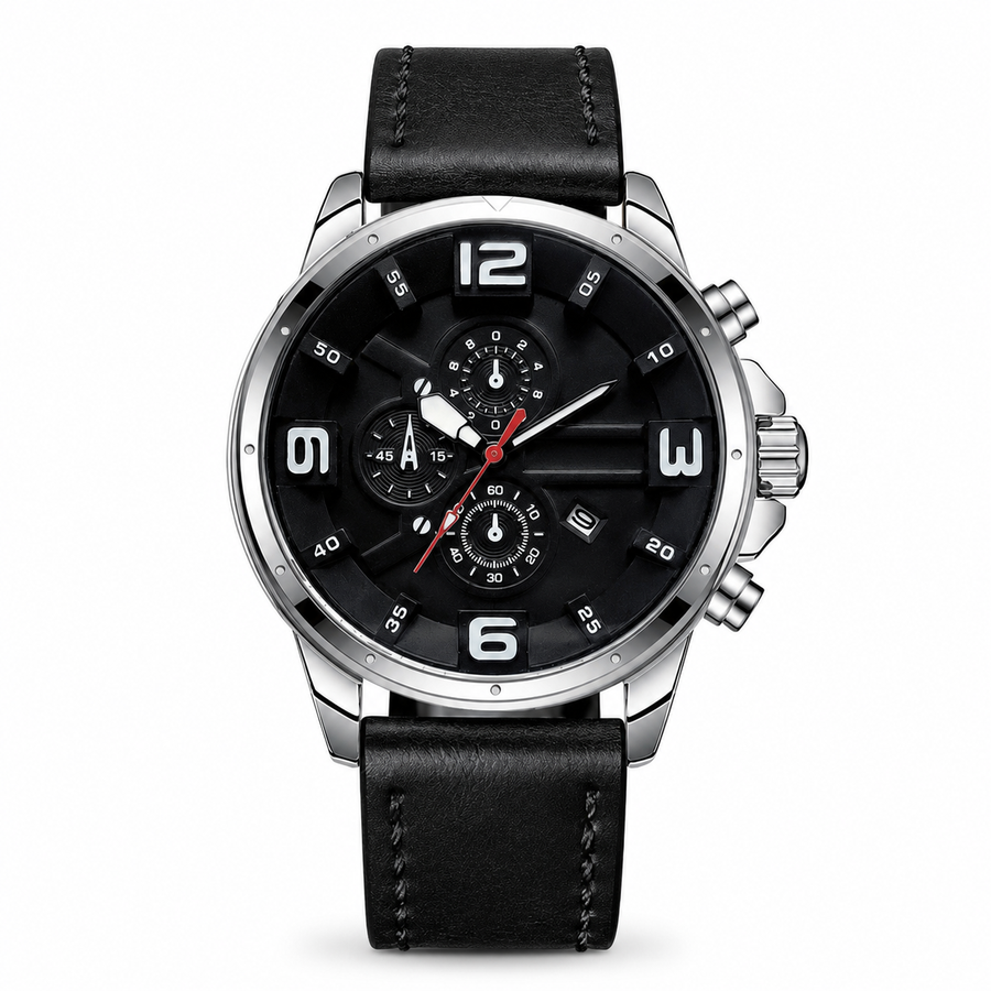 Men’s Bold Numeral Quartz Watch — White, product photo 01