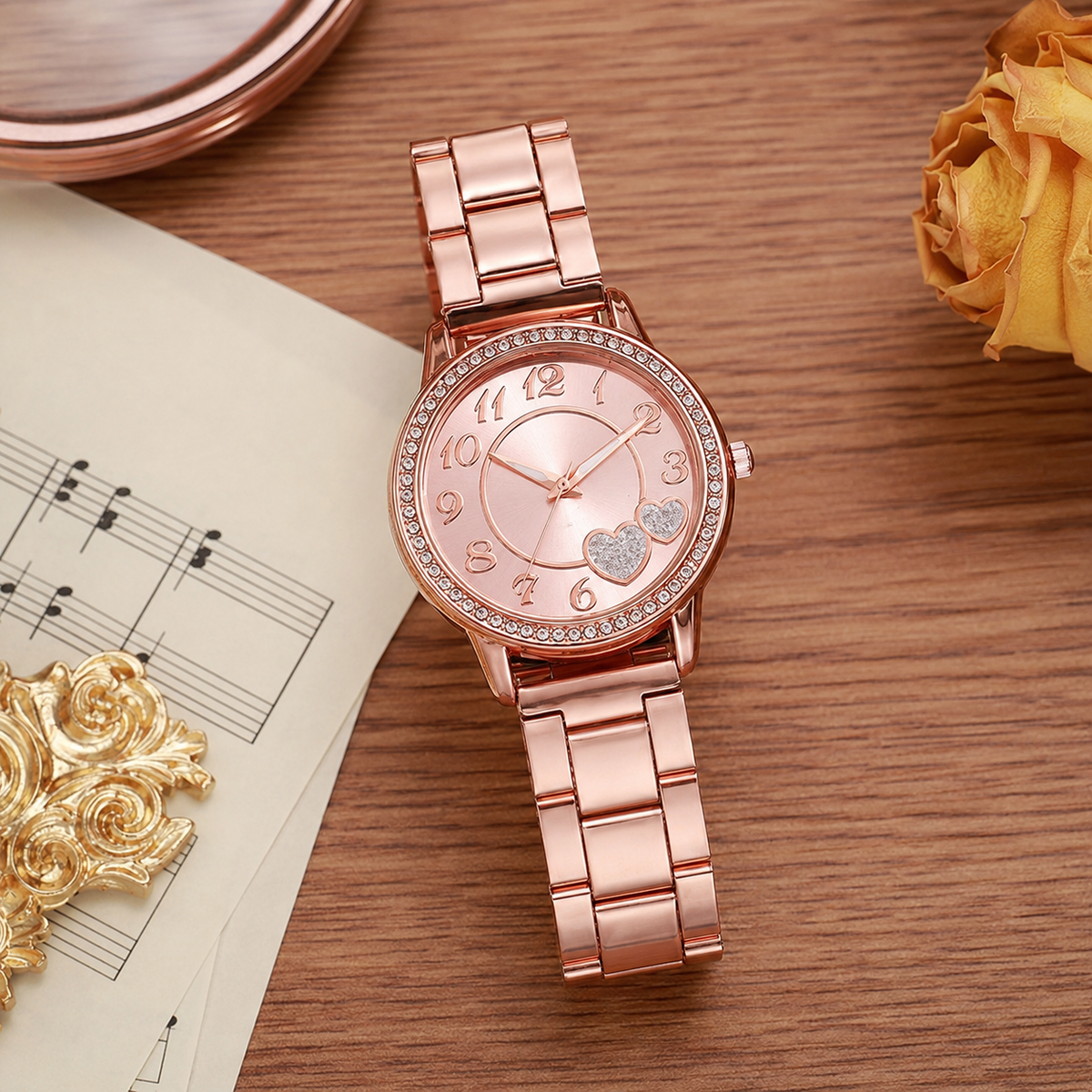 ETERNALS Heart-Shaped Bracelet Quartz Watch for Women — Rose gold — product image 06