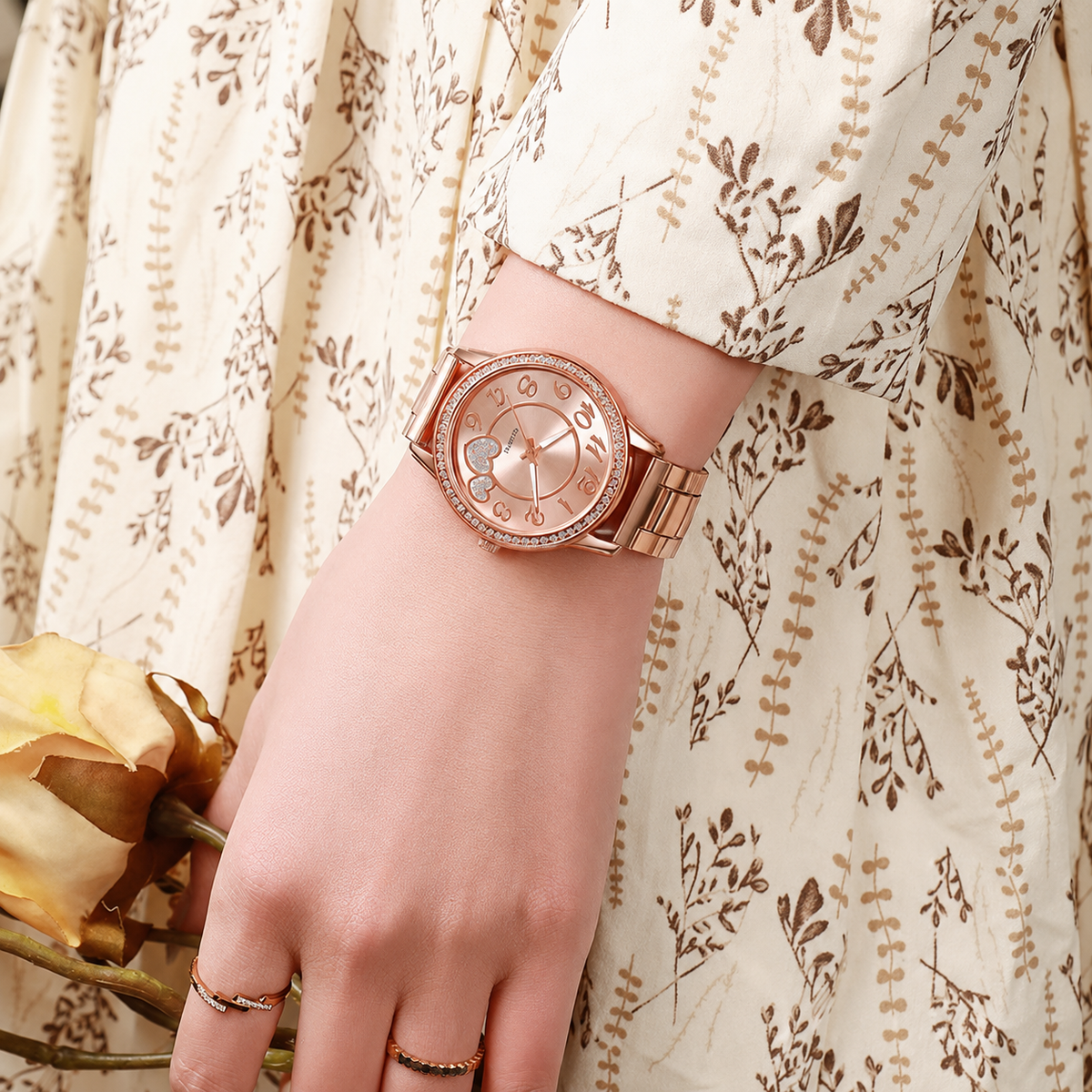 ETERNALS Heart-Shaped Bracelet Quartz Watch for Women — Rose Gold — product image 06