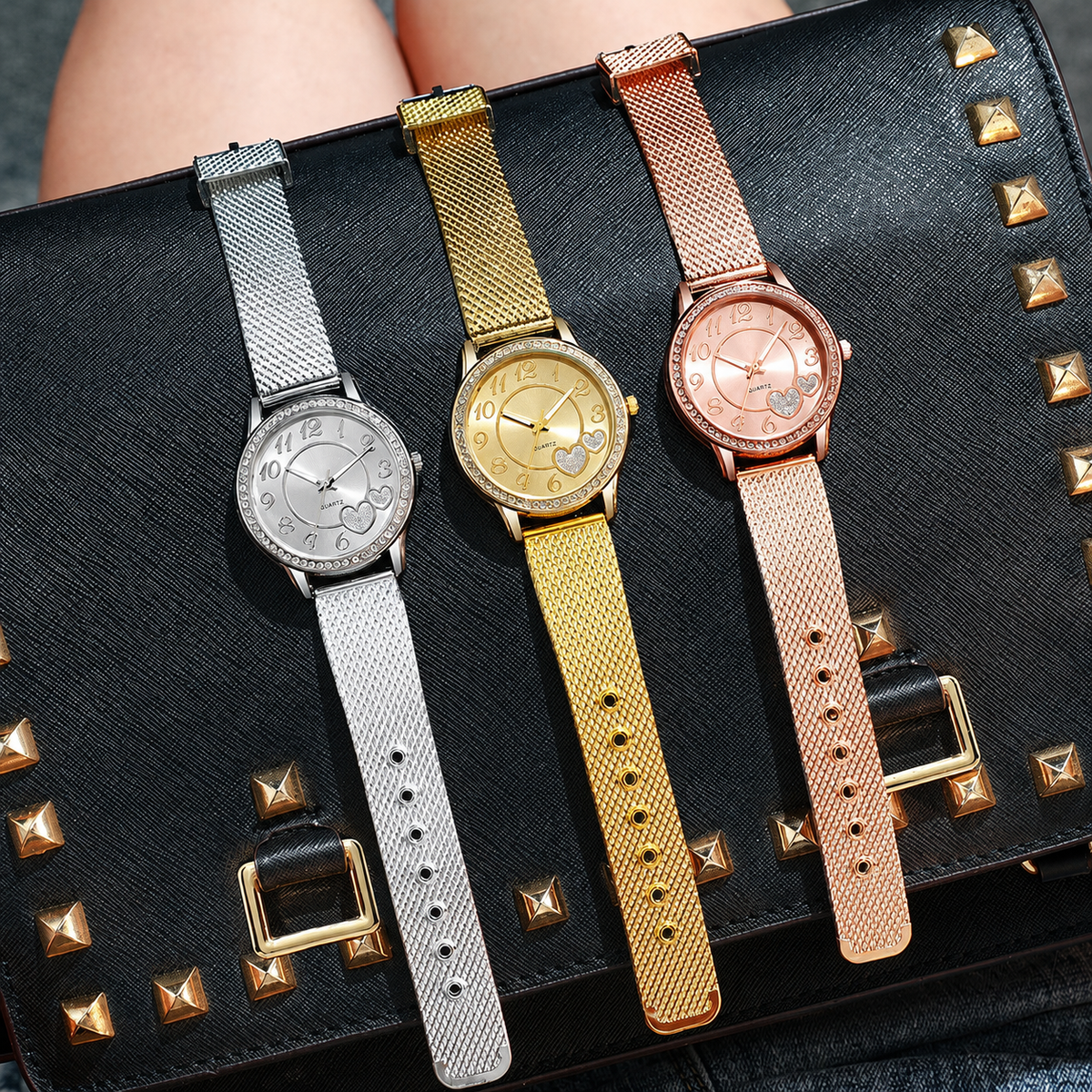 ETERNALS Heart-Shaped Bracelet Quartz Watch for Women — Gold — product image 07