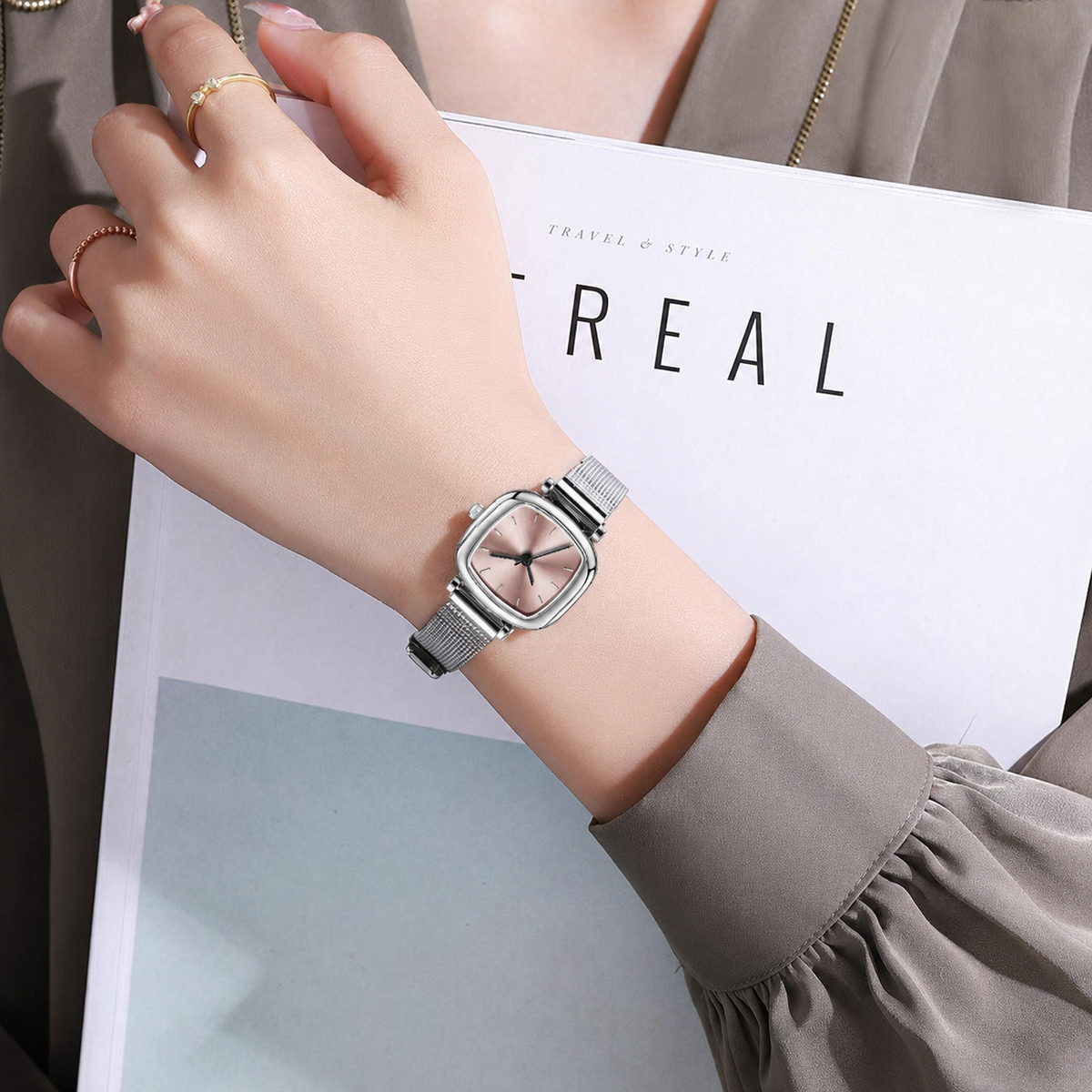 ETERNALS Mesh Bracelet Quartz Watch for Women — White — product image 16