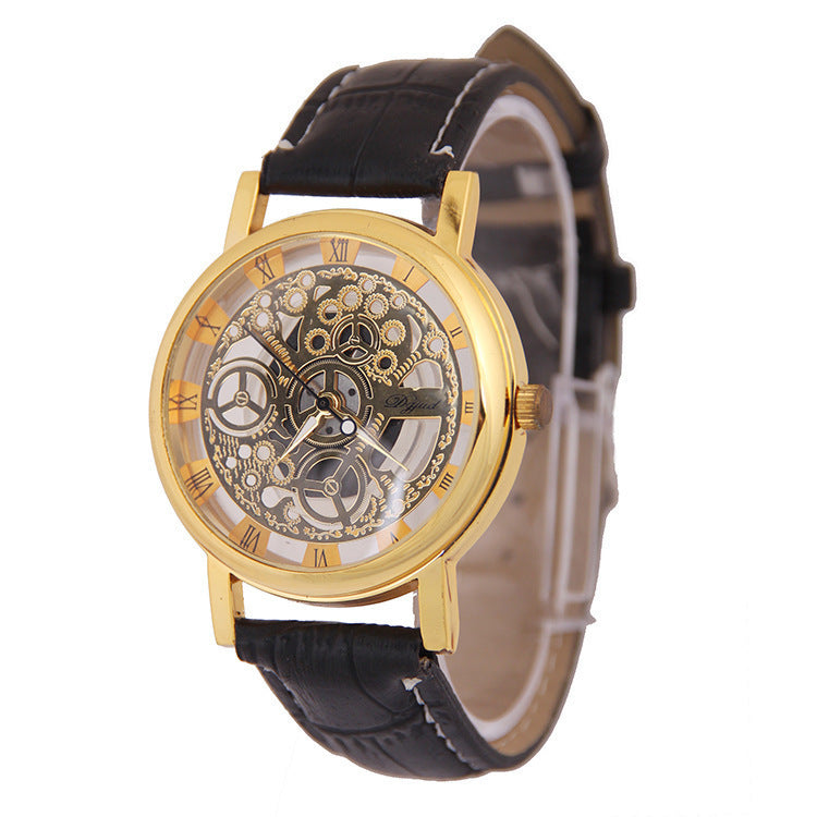 ETERNALS Open-Design Quartz Watch for Men — Gold Disc Black Strap — product image 01