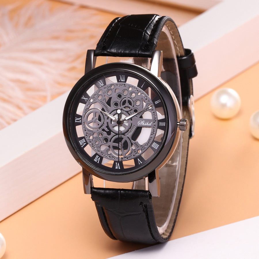 ETERNALS Open-Design Quartz Watch for Men — Gold Disc Black Strap — product image 02