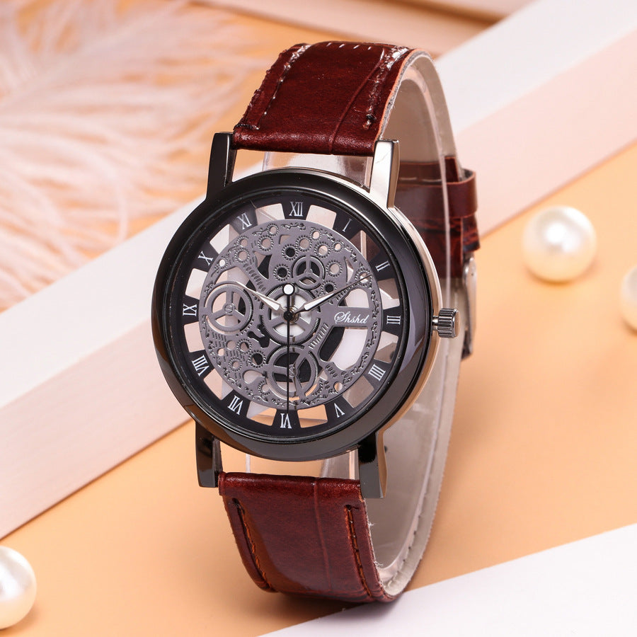 ETERNALS Open-Design Quartz Watch for Men — Gold Disc Black Strap — product image 04