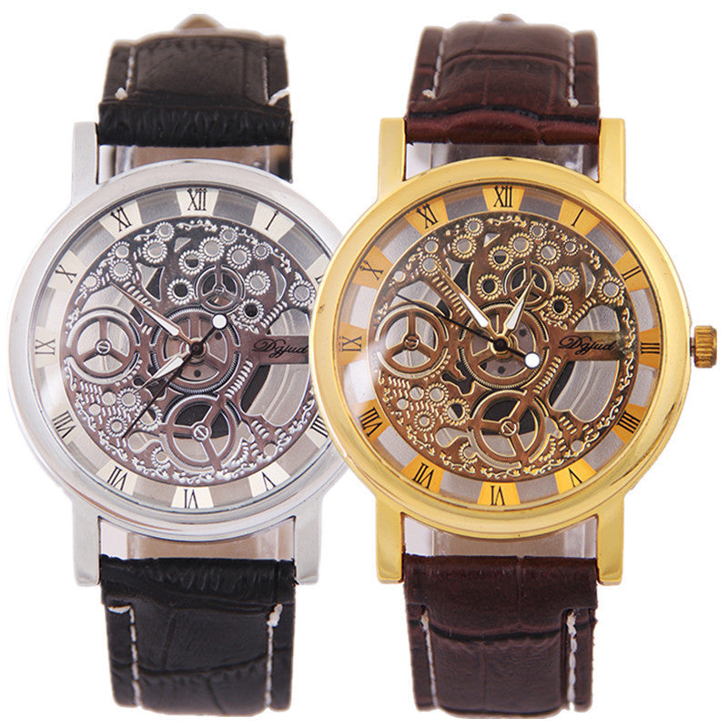 ETERNALS Open-Design Quartz Watch for Men — Gold Disc Black Strap — product image 05