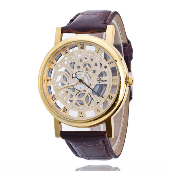 ETERNALS Open-Design Quartz Watch for Men — Gold Disc Black Strap — product image 12