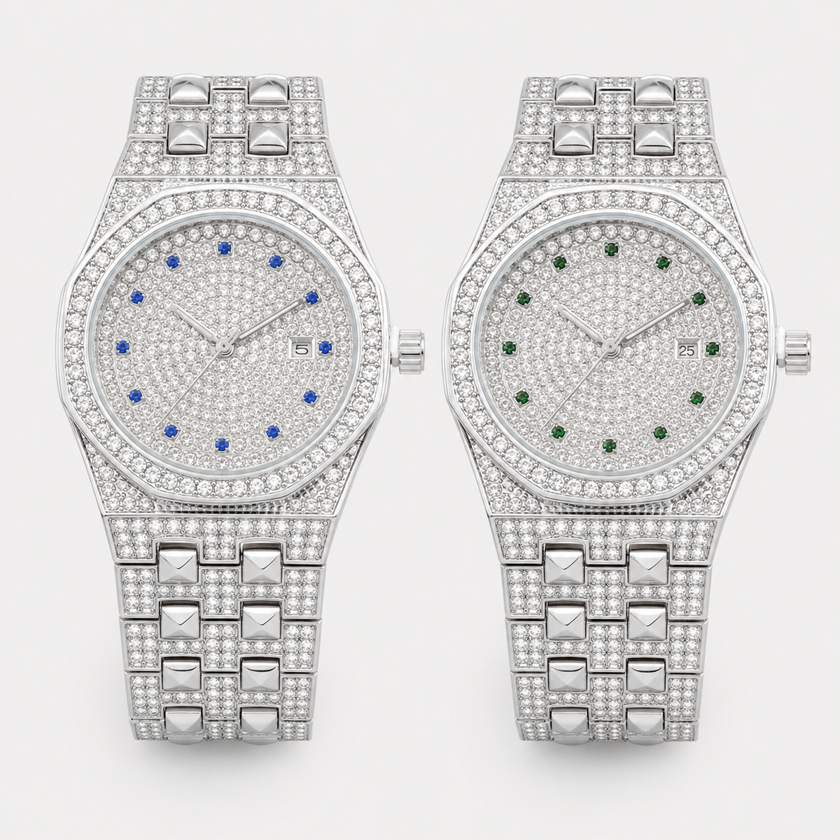 Men’s Faceted-Bezel Colour-Accent Quartz Watch — product photo 03