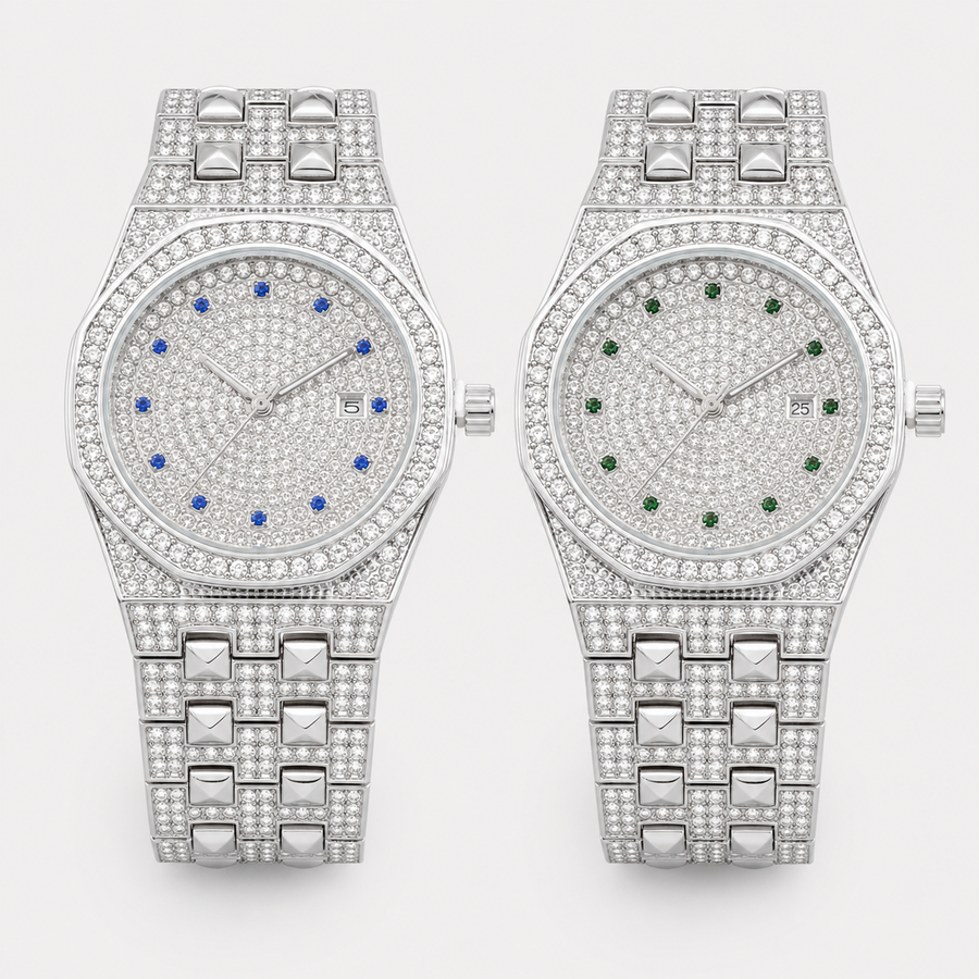 Men’s Faceted-Bezel Colour-Accent Quartz Watch — product photo 03