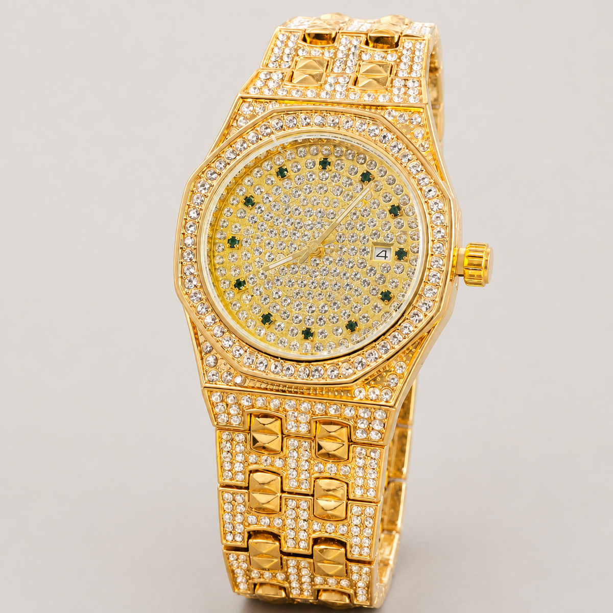Men’s Faceted-Bezel Colour-Accent Quartz Watch — product photo 08
