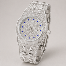 Men’s Faceted-Bezel Colour-Accent Quartz Watch — Silver / blue, product photo 12