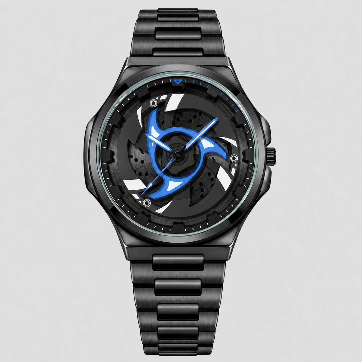 Men’s Spiral-Turbine Dial Quartz Watch — Black / blue, product photo 03