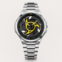 Men’s Spiral-Turbine Dial Quartz Watch — Silver / yellow, product photo 04