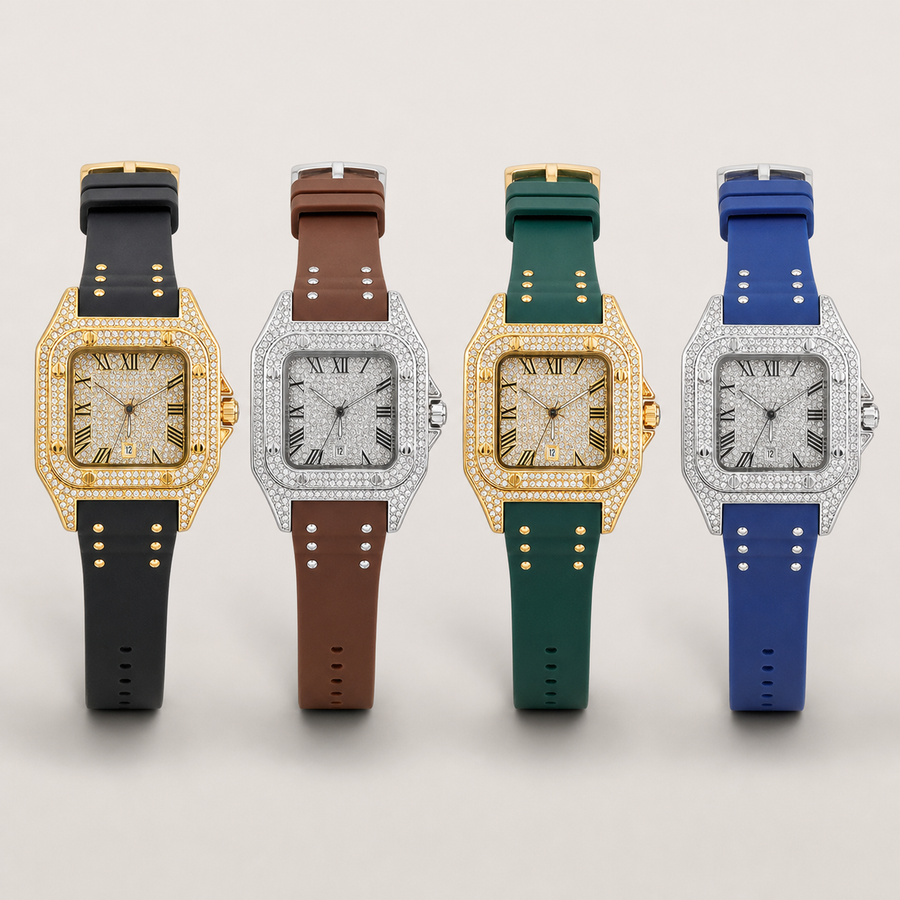 Men’s Rivet-Strap Roman Cushion Quartz Watch — product photo 05
