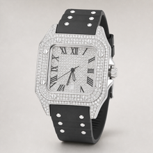 Men’s Rivet-Strap Roman Cushion Quartz Watch — Black / silver, product photo 10