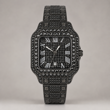 Men’s Full-Grid Roman Cushion Quartz Watch — black, product photo 10