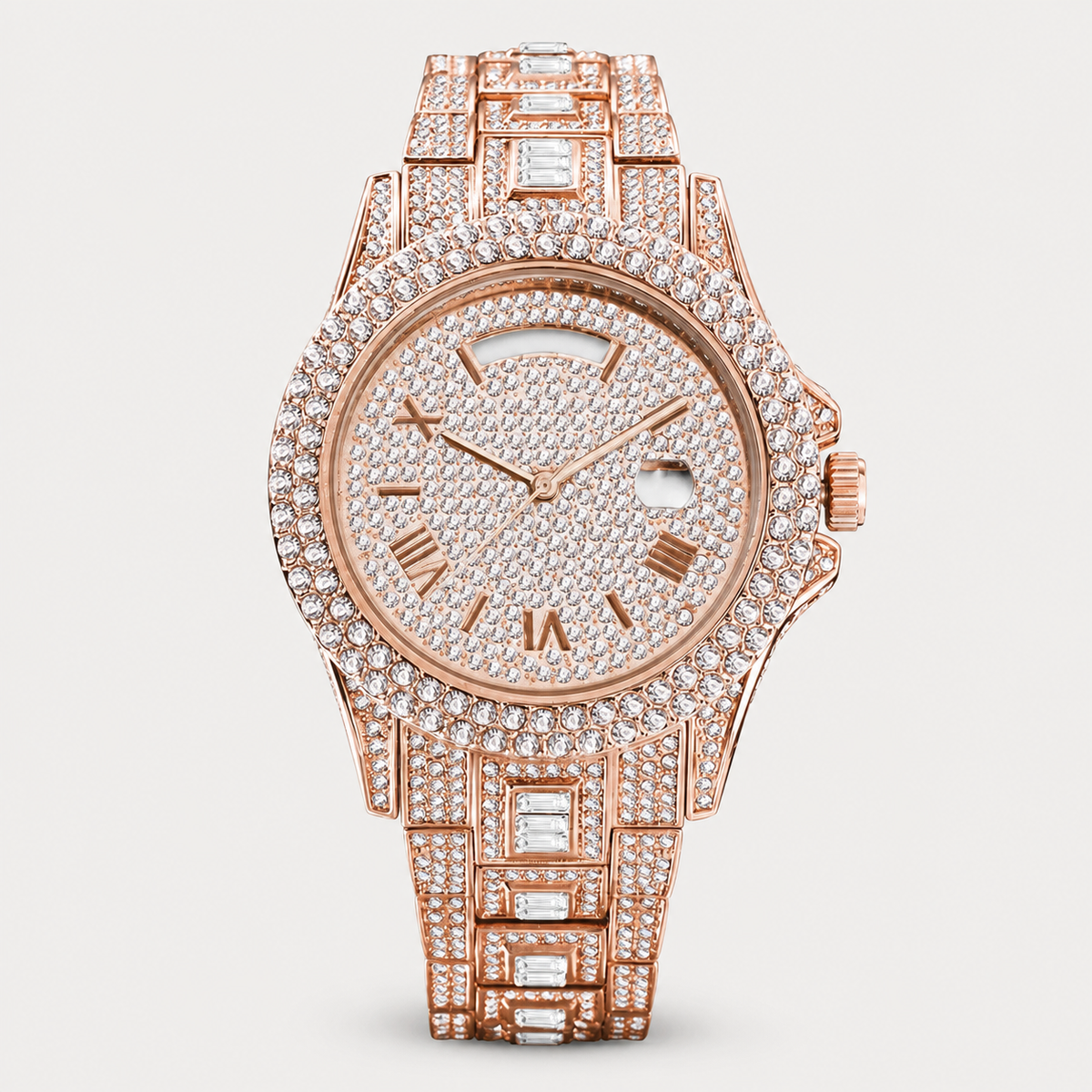 Men’s Sparse-Roman Round Quartz Watch — Rose Gold, product photo 09