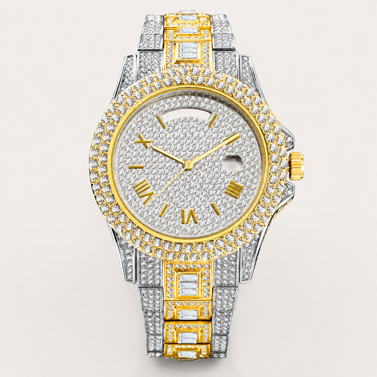 Men’s Sparse-Roman Round Quartz Watch — Gold, product photo 10