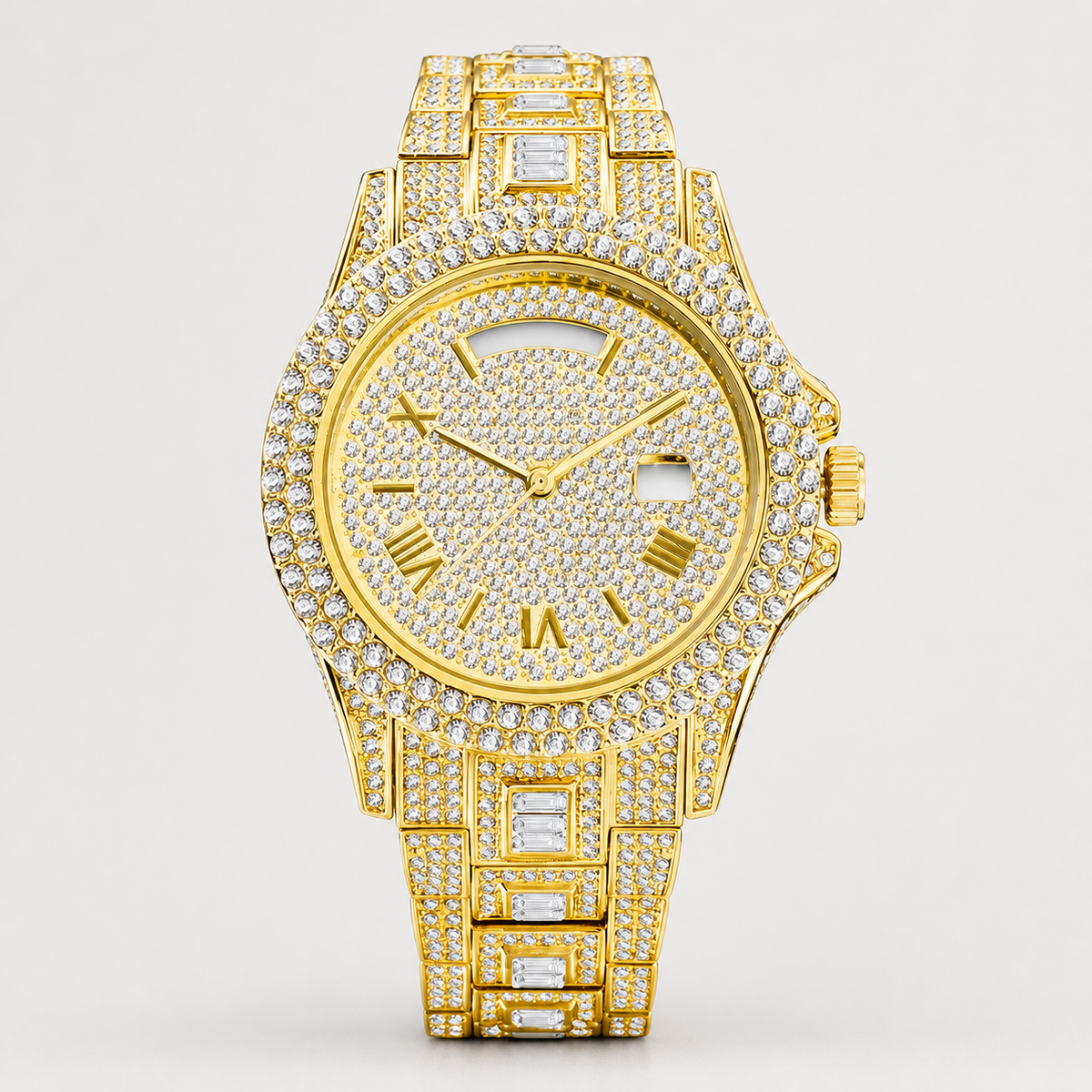 Men’s Sparse-Roman Round Quartz Watch — Gold, product photo 11