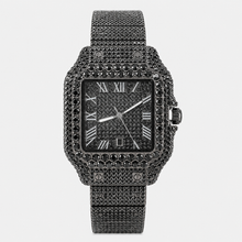 Men’s Broad-Halo Roman Cushion Quartz Watch — Black, product photo 07