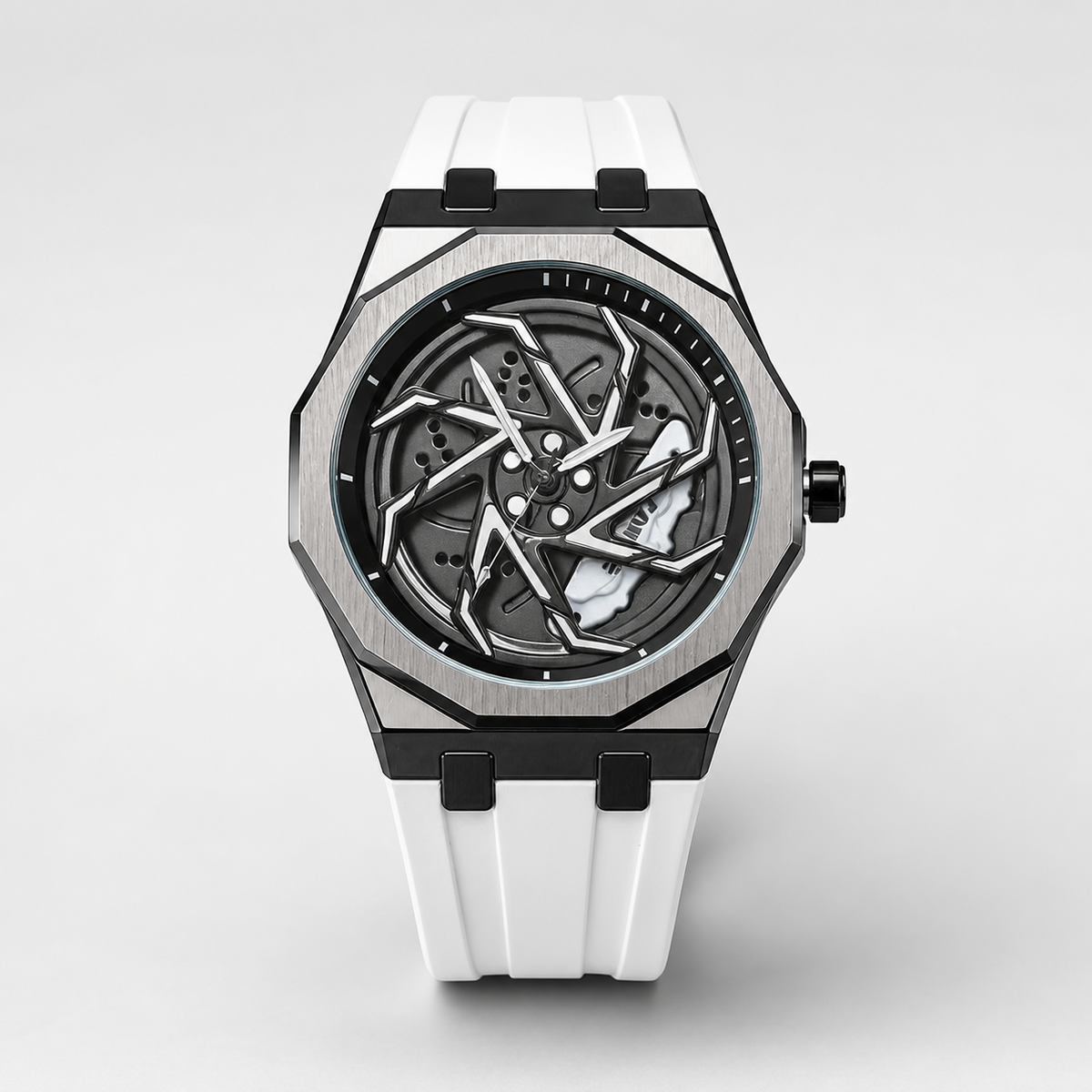 Men’s Colour-Strap Swirl-Dial Octagonal Quartz Watch — product photo 02