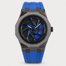 Men’s Colour-Strap Swirl-Dial Octagonal Quartz Watch — Blue, product photo 06
