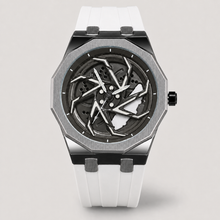 Men’s Colour-Strap Swirl-Dial Octagonal Quartz Watch — White, product photo 07