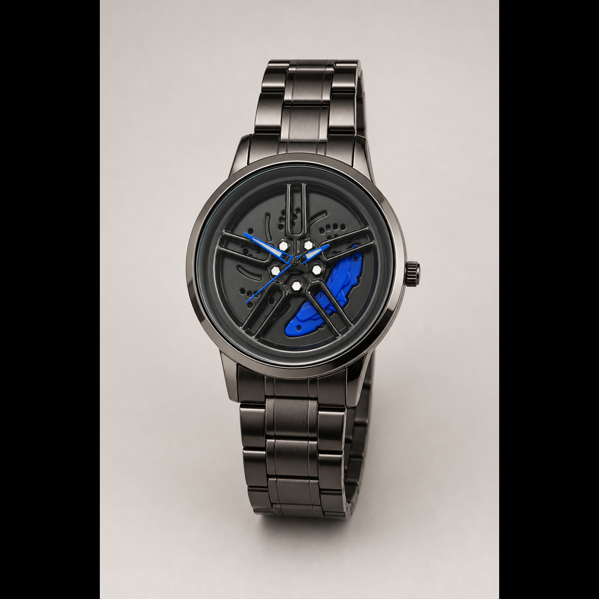 Men’s Colour-Sector Turbine-Dial Quartz Watch — Blue, product photo 02