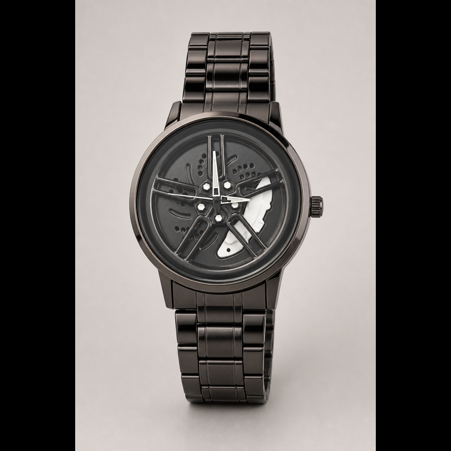 Men’s Colour-Sector Turbine-Dial Quartz Watch — White, product photo 05