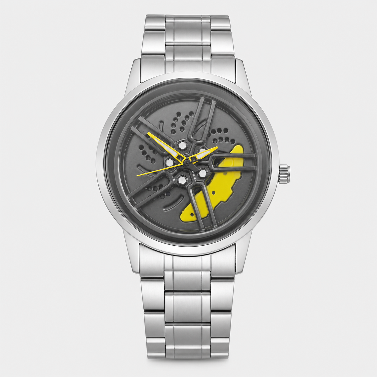 Men’s Colour-Sector Turbine-Dial Quartz Watch — Yellow, product photo 06