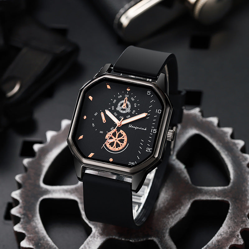 ETERNALS Square-Case Quartz Watch for Men — Black — product image 01