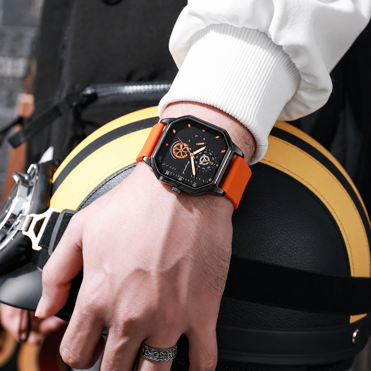 ETERNALS Square-Case Quartz Watch for Men — Black — product image 11