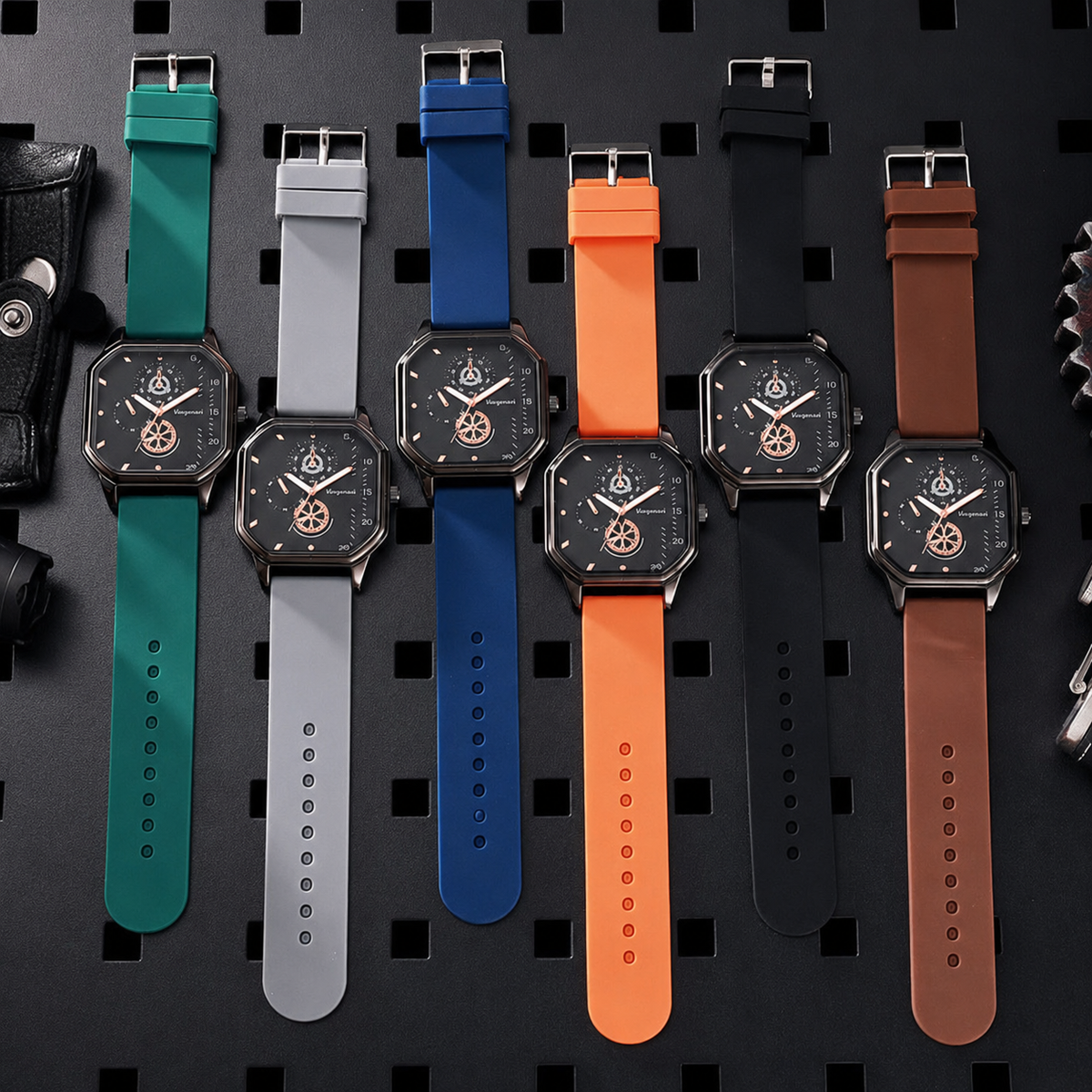 ETERNALS Square-Case Quartz Watch for Men — Black — product image 12