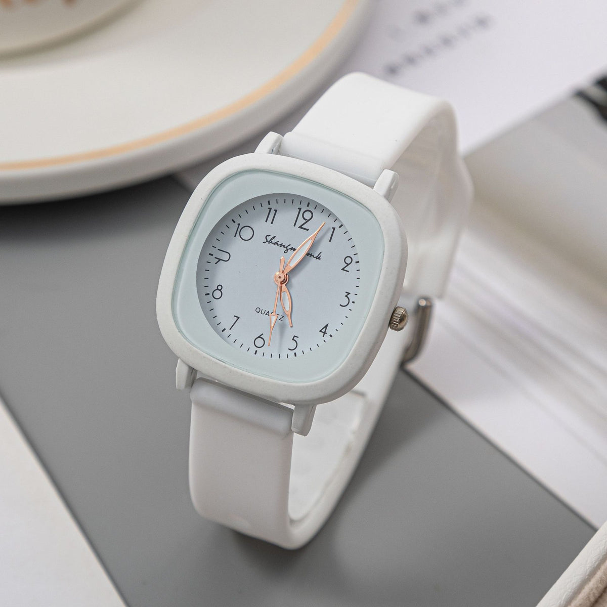 ETERNALS Square-Case Quartz Watch for Women — White — product image 01