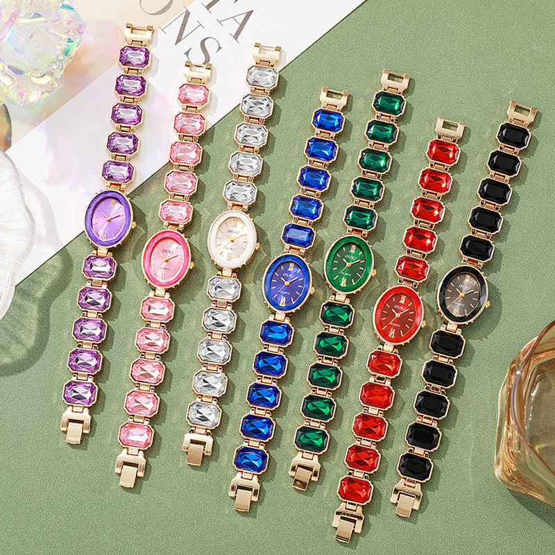 ETERNALS Stone-Detail Quartz Watch for Women — green — product image 06