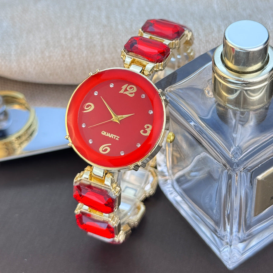 ETERNALS Stone-Detail Quartz Watch for Women — Red — product image 03