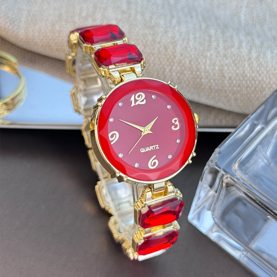 ETERNALS Stone-Detail Quartz Watch for Women — Red — product image 11