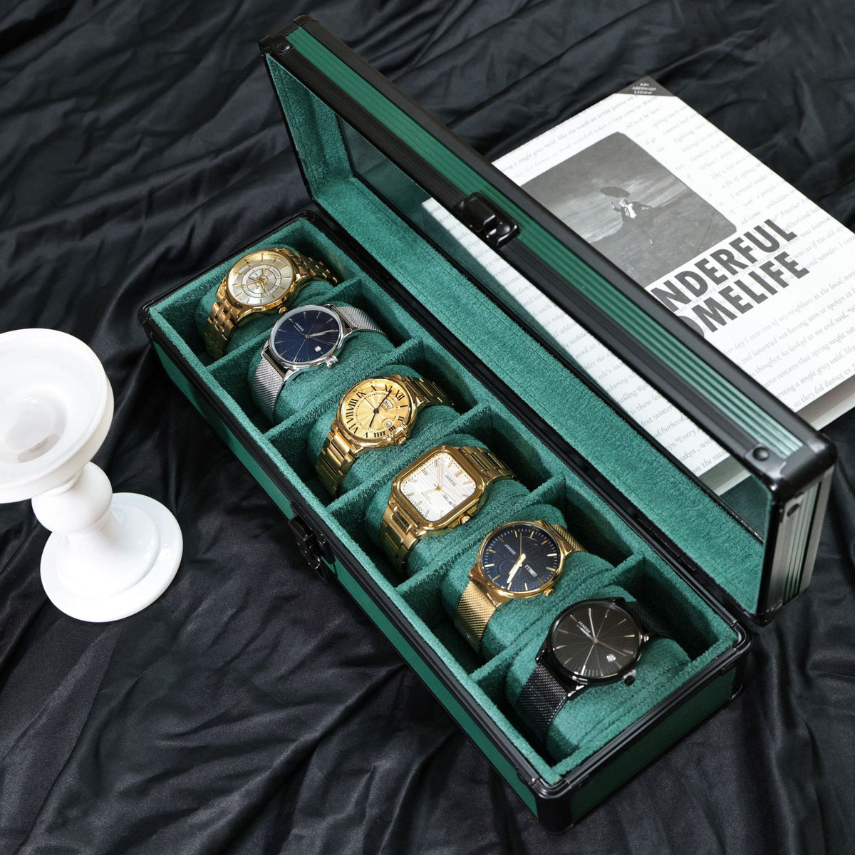 ETERNALS Watch Travel Case — 6 Slots — Green Finish — product image 01