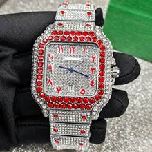 Men’s blue-accent ornate-numeral cushion quartz watch — premium product view 6
