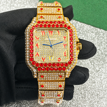 Men’s blue-accent ornate-numeral cushion quartz watch — premium product view 9
