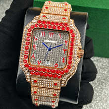 Men’s blue-accent ornate-numeral cushion quartz watch — premium product view 10