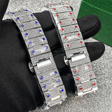Men’s blue-accent ornate-numeral cushion quartz watch — premium product view 12
