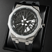 Unisex black-strap wheel-motif quartz watch — premium product view 6