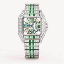 Men’s red-stripe openwork-style square quartz watch — premium product view 2