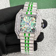 Men’s red-stripe openwork-style square quartz watch — premium product view 8