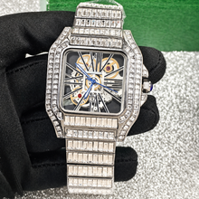 Men’s red-stripe openwork-style square quartz watch — premium product view 10
