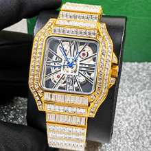 Men’s red-stripe openwork-style square quartz watch — premium product view 11