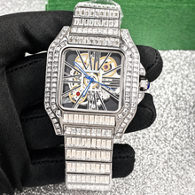 Men’s silver-red radial Roman rectangular quartz watch — premium product view 12