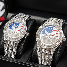 Men’s gold eagle-and-flag motif quartz watch — premium product view 3