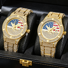 Men’s gold eagle-and-flag motif quartz watch — premium product view 4