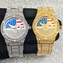 Men’s gold eagle-and-flag motif quartz watch — premium product view 8